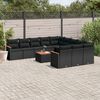 vidaXL Garden Sofa Set Black PE Rattan Large UV-resistant materials