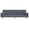 vidaXL Sofa Bed Dark Grey Velvet, plywood, metal Large
