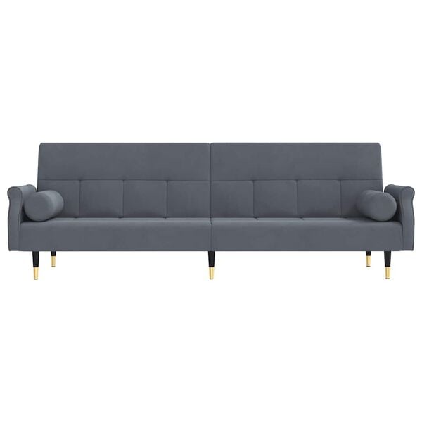vidaXL Sofa Bed Dark Grey Velvet, plywood, metal Large