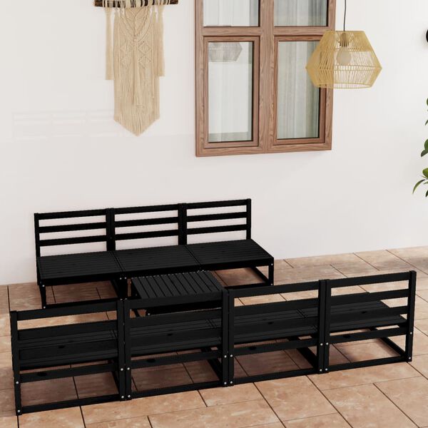 vidaXL Garden Lounge Set Black Solid pinewood Large Modular