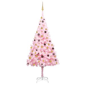 vidaXL Artificial Pre-lit Christmas Tree with Ball Set Pink 94.5" PVC