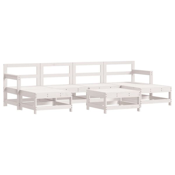 vidaXL Garden Lounge Set White Solid pine wood, Plywood Medium Modular