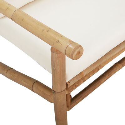 vidaXL Patio Bench with Cream White Cushions Bamboo
