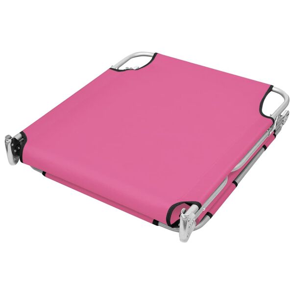 vidaXL Sun Lounger Pink Powder-coated steel Standard Adjustable Armrests