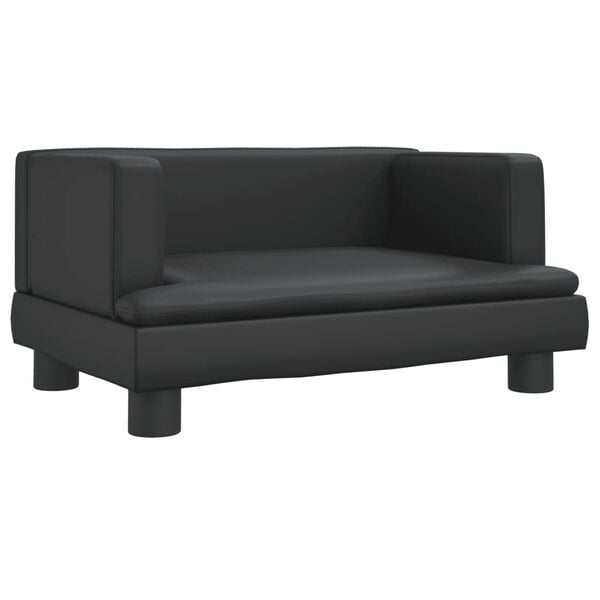 vidaXL Kids Sofa Black Faux leather, solid pine wood, foam Mini Durable
