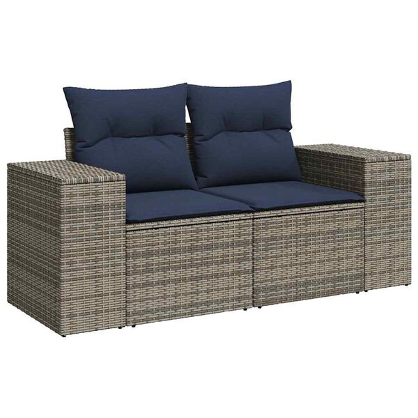 vidaXL 5 Piece Patio Sofa Set with Cushions Gray Poly Rattan
