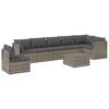 vidaXL Garden Lounge Set Grey PE rattan, Powder-coated steel, Polyester, PVC