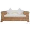 vidaXL Sofa Natural Rattan, Natural, Linen Cream White Natural Rattan Fitrit
