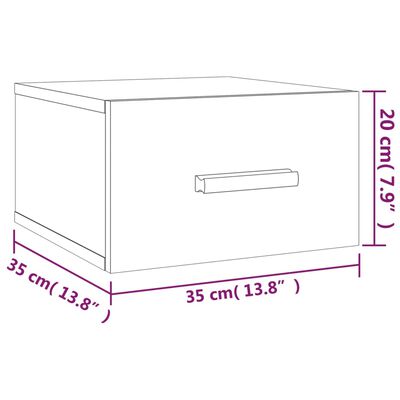 vidaXL Wall-mounted Bedside Cabinet White 13.8"x13.8"x7.9"