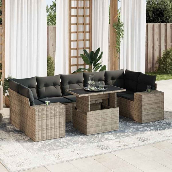 vidaXL Garden Sofa Set Grey