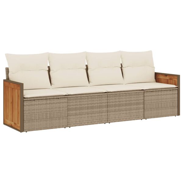 vidaXL Garden Sofa Set Beige sofa, Cream white cushions