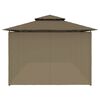 vidaXL Gazebo with Curtains 236.2"x117.3"x106.3" Taupe 0.6 oz/ft²