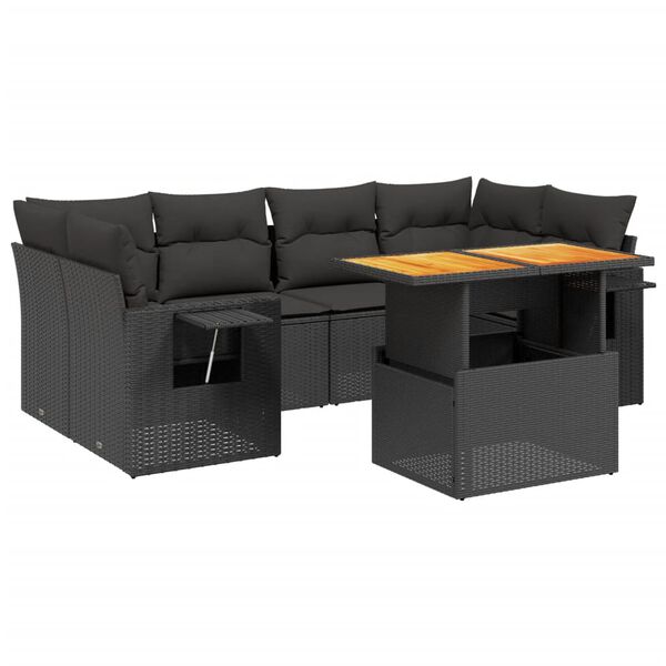 vidaXL Garden Sofa Set Black