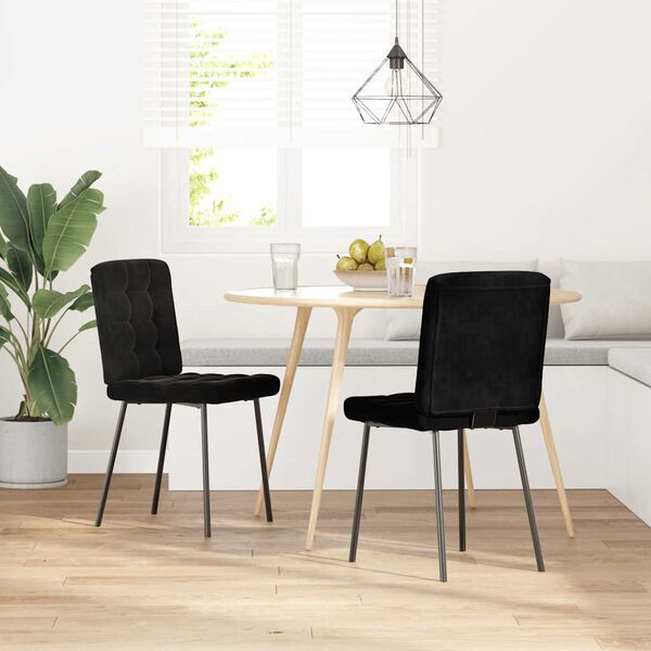 vidaXL Dining Chair Set of 2 Black Velvet (100% polyester), plywood, metal