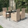 vidaXL Garden Dining Set Beige and black PE rattan 5 Piece Set