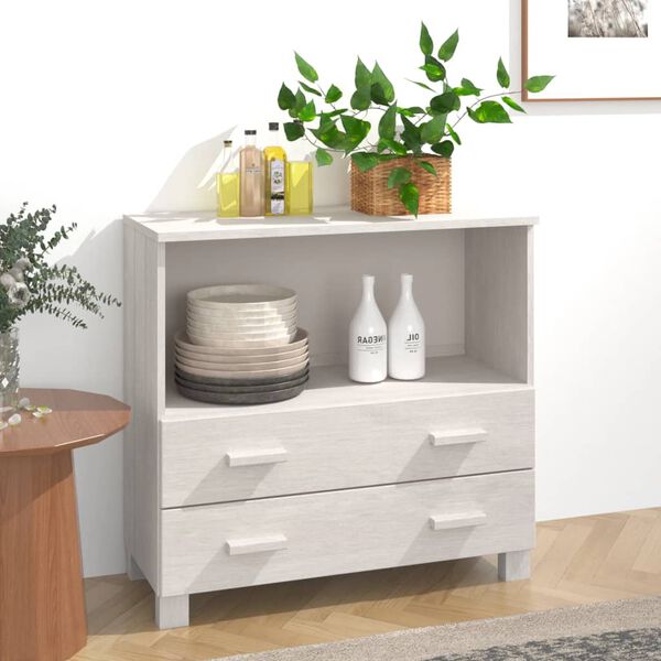 vidaXL Sideboard White Solid pinewood Compact White Sideboard