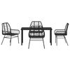 vidaXL Garden Dining Set 5 pcs Black Poly Rattan