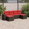 vidaXL 6 Piece Patio Sofa Set with Cushions Brown Poly Rattan