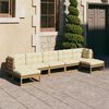 vidaXL Garden Lounge Set Honey brown, Cream Solid pine wood, polyester