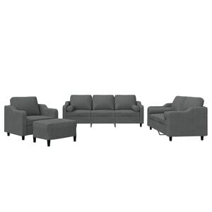 vidaXL Sofa Set Dark grey Fabric (100% polyester), metal, plywood Large