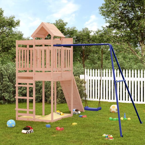 vidaXL Outdoor Playset Wood Brown, Blue Solid Douglas wood, Polypropylene