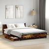 vidaXL Bed Frame Smoked oak Engineered wood, Steel Double Bed Frame
