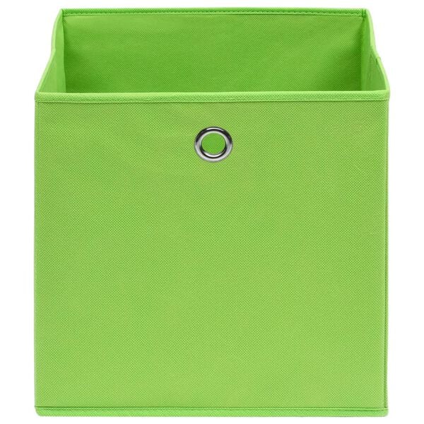 vidaXL Storage Box Set of 4 Green Non-woven fabric 11 in Foldable
