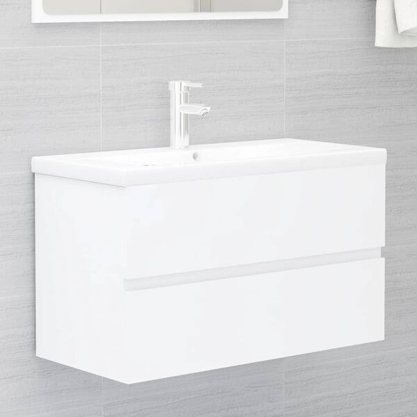 vidaXL Sink Cabinet White Engineered wood 31.5 x 15.2 x 17.7 in