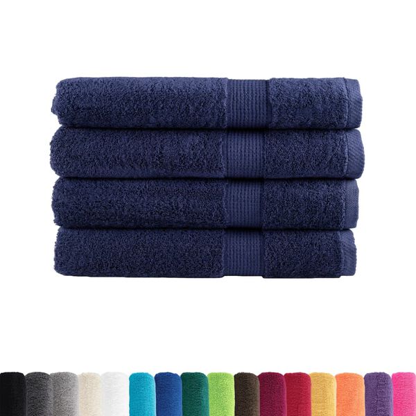 vidaXL Sauna Towel Set of 4 Navy Blue 100% ring-spun cotton