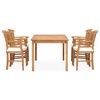 vidaXL Patio Dining Set Set of 4 Cream White Solid Teak Wood Medium