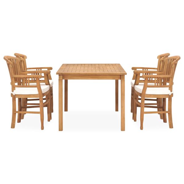 vidaXL Patio Dining Set Set of 4 Cream White Solid Teak Wood Medium