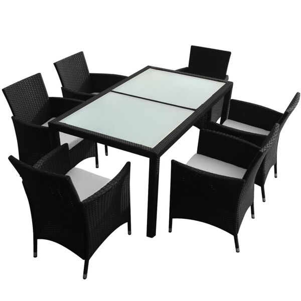 vidaXL Garden Furniture Set Black PE Rattan Medium Removable Covers