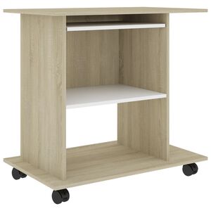vidaXL Computer Desk White and Sonoma Oak Engineered wood Medium