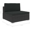 vidaXL Sofa Set Black rattan, black cushion, red pillows