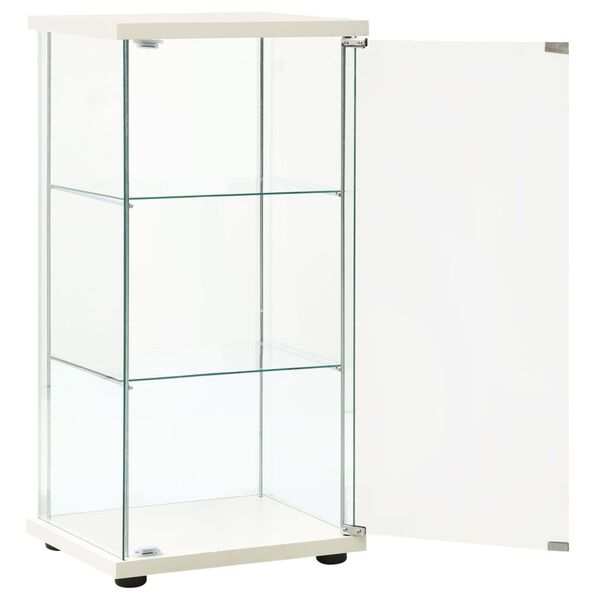 vidaXL Storage Cabinet White and transparent Tempered glass, Engineered wood