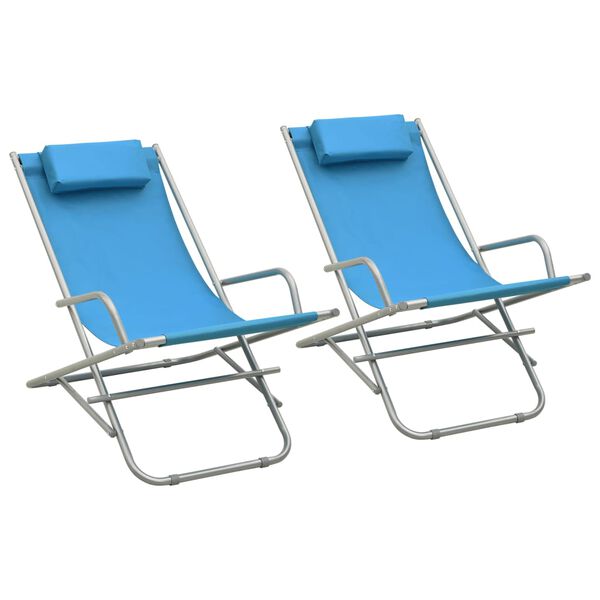 vidaXL Rocking Chair Set of 2 Steel Blue Powder-coated steel, PVC