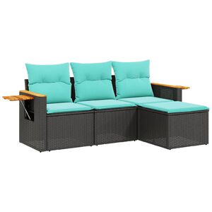 vidaXL Patio Sofa Set Black and Blue