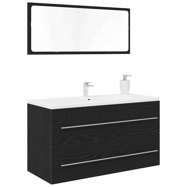 vidaXL Sink Cabinet Black Oak 90 x 45 x 1.5 cm Engineered wood