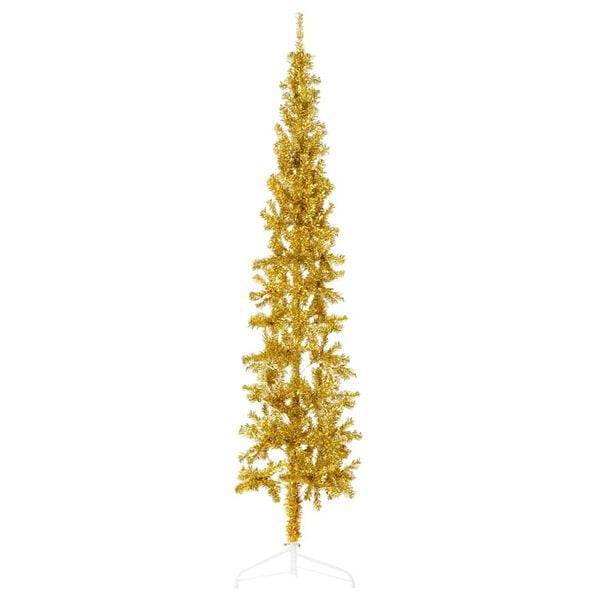 vidaXL Artificial Half Christmas Tree Gold PVC, Steel Tall