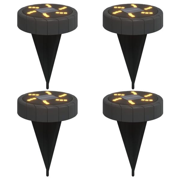 vidaXL Solar Ground Light Set of 4 Black ABS plastic and PP plastic