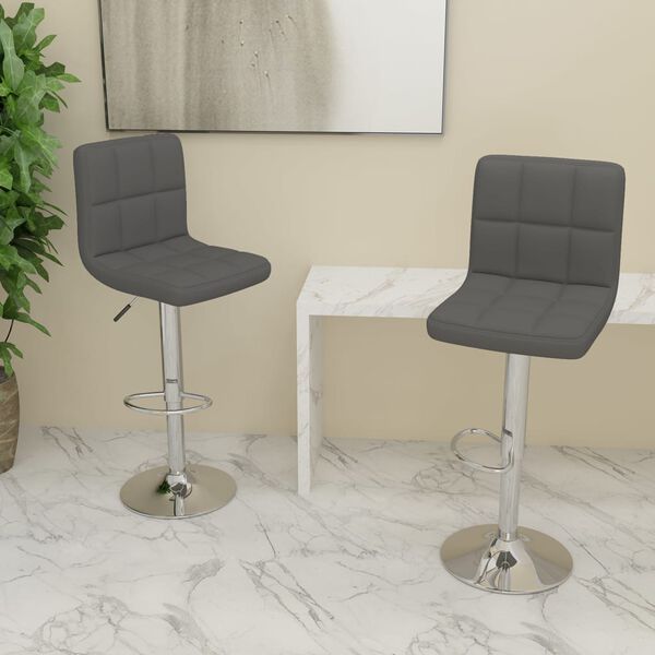 vidaXL Bar Stool Set of 2 Dark Grey 100% polyester, chrome-plated steel