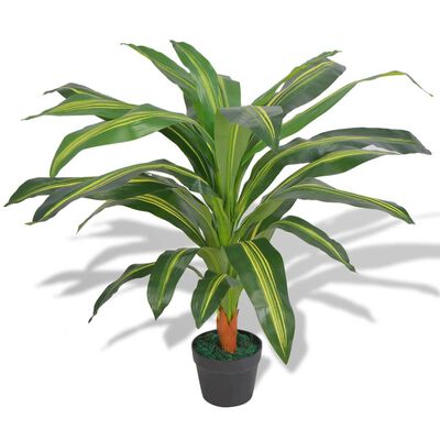 vidaXL Artificial Dracaena Plant with Pot 35.4" Green