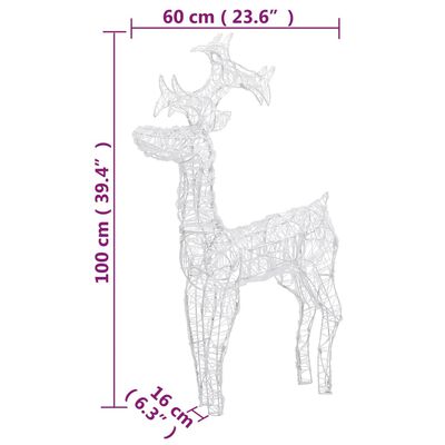 vidaXL Reindeer Christmas Decorations 3 pcs 23.6"x6.3"x39.4" Acrylic