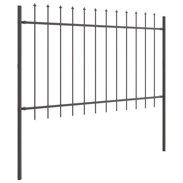 vidaXL Garden Fence 7 pcs Grey 39.04 x 3.94 ft Powder-coated Steel