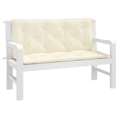 vidaXL Garden Bench Cushions 2pcs Cream White 47.2"x19.7"x2.8" Oxford Fabric