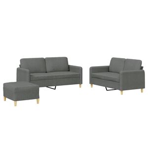 vidaXL Sofa Set Dark grey Fabric (100% polyester), Metal, Textilene, Plywood