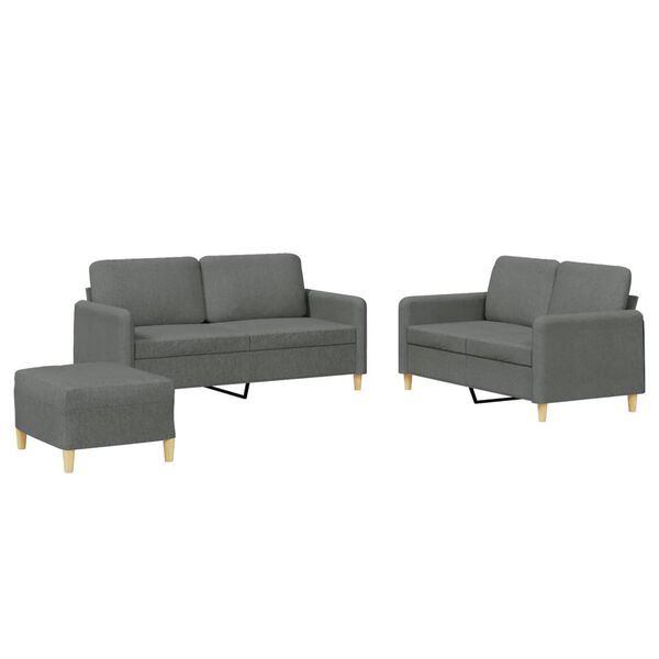vidaXL Sofa Set Dark grey Fabric (100% polyester), Metal, Textilene, Plywood