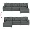 vidaXL Modular Sofa with Footstool&Cushions Fabric Dark Gray