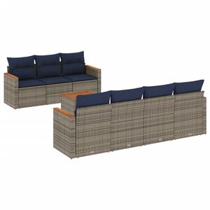 vidaXL 8 Piece Garden Sofa Set with Cushions Grey Poly Rattan