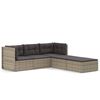 vidaXL Garden Lounge Set Grey PE Rattan, Powder-Coated Steel Modular